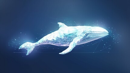 blue whale composed of polygon marine animal digital