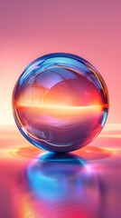 Fluid smooth abstract metallic holographic colored shape background. Abstract glass sphere suspended within a flowing spectrum vaporwave gradient, trendy colorful seamless. Generative ai