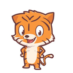 happy and cute tiger kid illustration vector