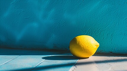 one yellow lemon is placed on the ground