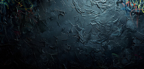 Dark textured surface with hints of graffiti, open space for a tagline.