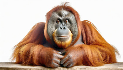 Lage orangutang primate sitting, illustration. - obrazy, fototapety, plakaty