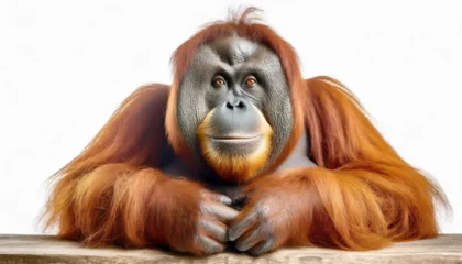 Fotobehang Lage orangutang primate sitting, illustration. © Bill