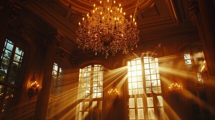 Lighting: A room illuminated by a stunning chandelier
