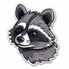 Fototapeta na wymiar raccoon, sticker on white background