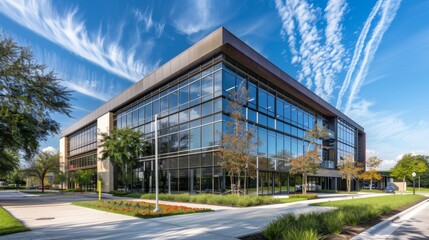 Modern commercial building design using exterior photography