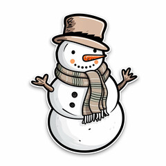 snowman, sticker on white background