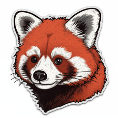 red panda, sticker on white background