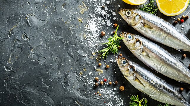 This is an image of whole herring, either fresh or salted, which can be cooked and eaten on a table.