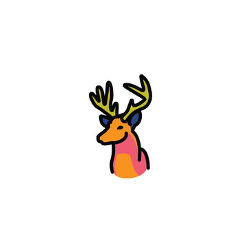 Original vector illustration. A deer icon with big horns.