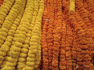 Marigold flowers garland background