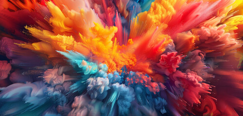 Explosive bursts of color radiate energy, captivating the viewer's gaze. - obrazy, fototapety, plakaty