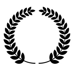 Laurel wreath victory icon set, circular laurel foliates, black silhouette, oak and wheat wreaths achievement, award, nobility, heraldry. Emblem floral Greek branch flat style vector illustration.