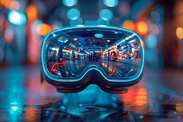 Step into the digital marketplace of tomorrow with a closeup view of VR vision revolutionizing online shopping, where 3D technology transforms the screen into a gateway to endless possibilities - obrazy, fototapety, plakaty