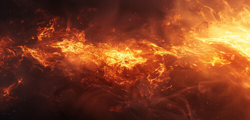 Fiery inferno igniting the darkness with its intense glow, capturing the essence of power and...