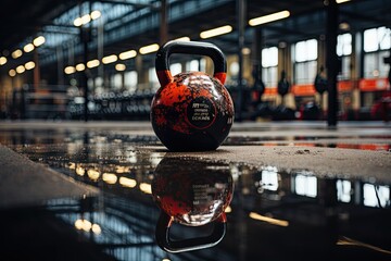 20 kg kettlebell in the corner of the gym., generative IA - obrazy, fototapety, plakaty