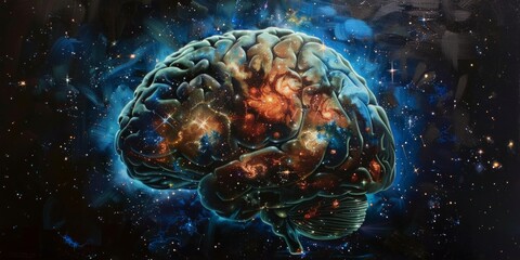 Neurological Galaxy   A Brain Radiant with Synaptic Star Clusters