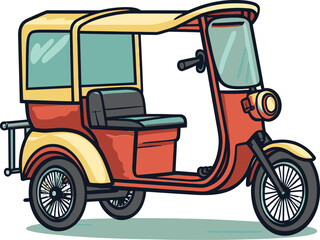 Traditional Rikshaw Vector Illustration Urban Transport