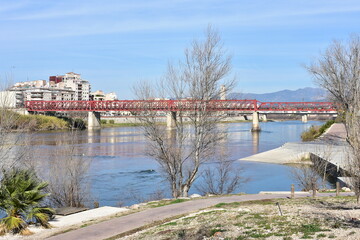 river Ebro and town Tortosa in Spain