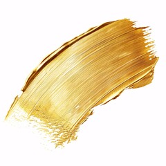 Gold paint brush stroke isolated on white background
