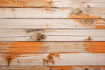 White and orange and brown old used weathered wood wall wooden plank board texture background with...