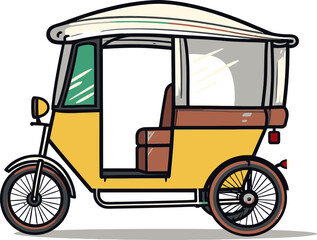 Authentic Rikshaw Journey Vector Drawing