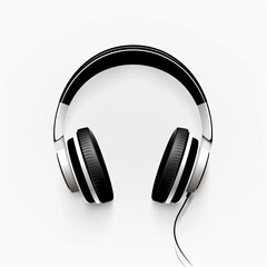 black and white headphones on white background