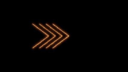 abstract Neon light sign Arrows Animation of orange light signal  spreading with a black background. can be used, song, news paper etc 4k illustration.