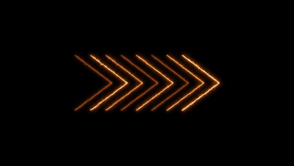 abstract Neon light sign Arrows Animation of orange light signal spreading with a black background. can be used, song, news paper etc 4k illustration.