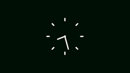 White clock icon 24 hours loop illustration. Stopwatch Alpha channel dark turquoise background 4k illustration. - obrazy, fototapety, plakaty