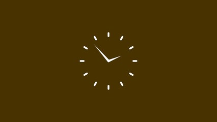 White clock icon 24 hours loop illustration. Stopwatch Alpha channel deep yellow background 4k illustration.