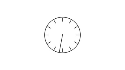  Clock spinning dark gray color illustration. White background watch on transparent 4k illustration.
