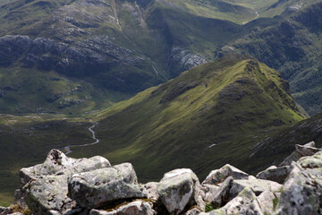 View from the ascent of Ben Nevis by the Carn Mor Dearg Arete - Fort William - Highlands - Scotland - UK