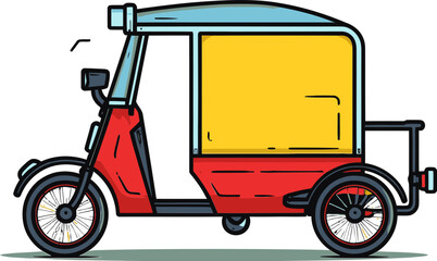 Dynamic Vector Artwork of Rikshaw Ride Through Busy City Streets