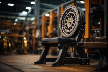 Leg Press with weight plates at the gym., generative IA - obrazy, fototapety, plakaty