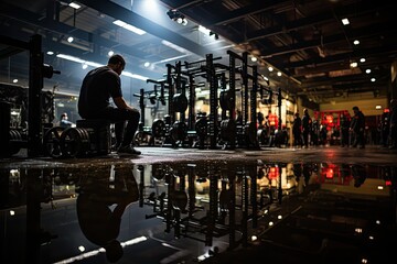 Weight lifters occupy squat bank., generative IA