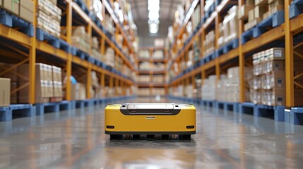 efficient AGV automated guided vehicle in warehouse logistics and transport showcasing the robotics and automation in industry operations