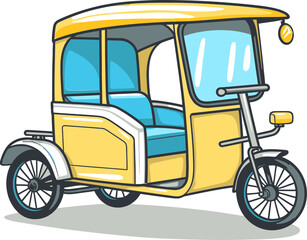 Traditional Rickshaw Vector Navigating Urban Diversity