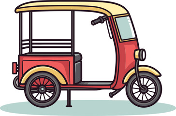 Vibrant Vector Graphic of Rickshaw in Cultural Environment