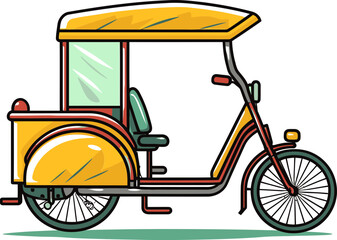 Colorful Rickshaw Illustration Traditional Transport Charm