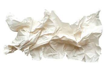 Crumpled white paper towel  isolated on transparent background	