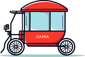 Vector Illustration of Rickshaw Maneuvering Through Crowded Market