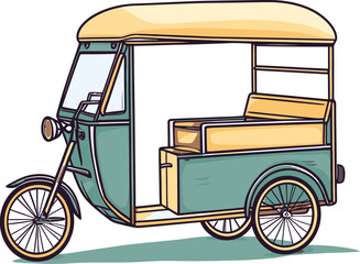 Vectorized Rickshaw Traditional Transport Tradition