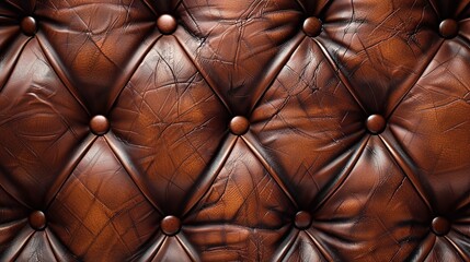 Fototapeta premium brown leather texture with buttons and rhombic stitching close-up creating a stylish decor and elegant design perfect for a vintage luxury background