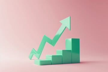green graph with a higher arrow on an isolated background, symbolizing analytics, online investment exchange, and finance business economics concept.