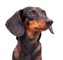 Dachshund Dog portrait isolated on transparent background. AI Generative