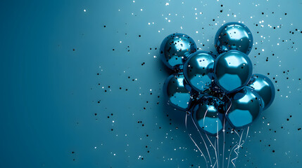 Festive blue balloons background - design party banner - 767318289