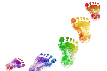 colorful footprints walking isolated on transparent background