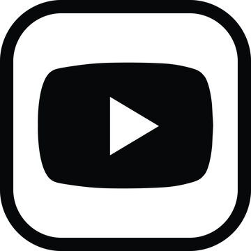 YouTube log. YouTube is a video sharing website. You tube black flat icon. Vector isolated on transparent background. Play button social media sign mobile app, web