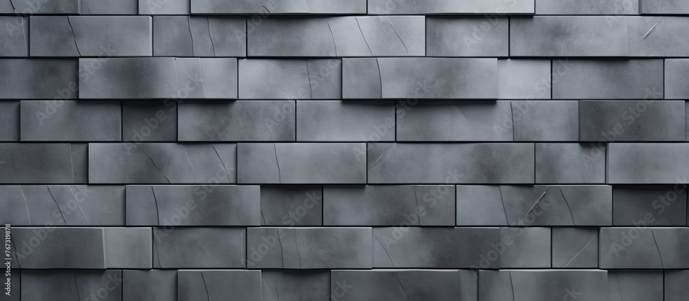 Poster a close up of a rectangular grey brick wall showcasing the intricate brickwork pattern and various t